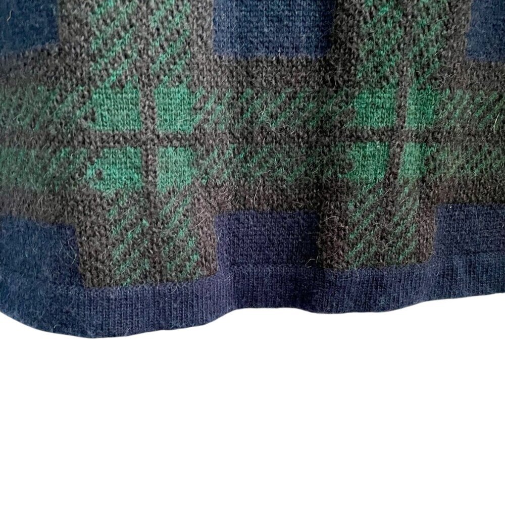 Madewell Mohair Alpaca Wool Blend Tartan Plaid Sweater Green Navy Small - Picture 8 of 12